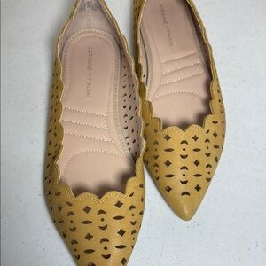 Adrienne Vittadini Mustard Cut-Out Flats
